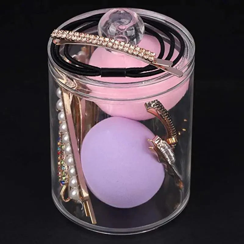 Portable 2pcs Cosmetics Storage Box Makeup Organizer Bathroom Jar Cotton Swab Cotton Pad Jewelry Round Plastic Box Storage Container